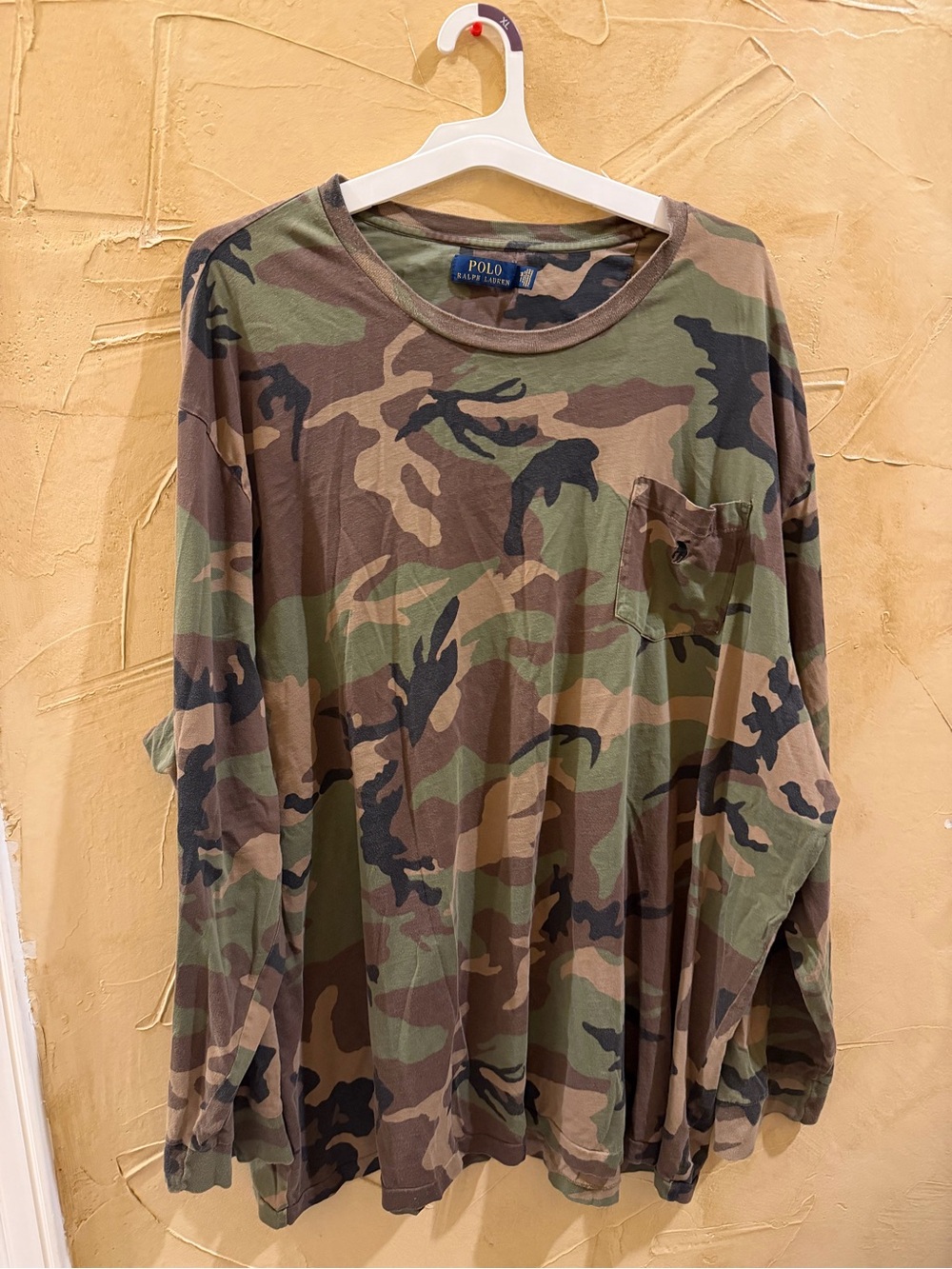 Polo by Ralph Lauren Men’s Long-Sleeve Camo Pocket Tee - Green/Brown/Black 3XB